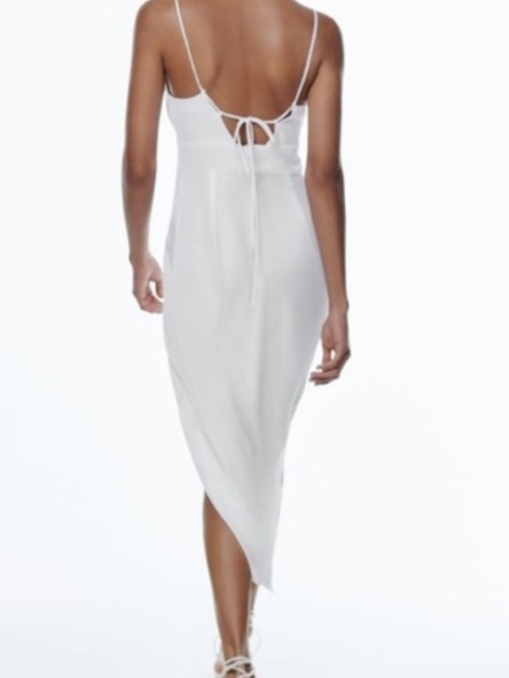 Zara White Midi Dress with Chain-Link Straps and Side Slit Nwot Asis - Picture 2 of 5